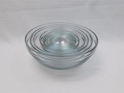 Set Of 9 Anchor Hocking Clear Glass Food Prep Graduated Nesting Bowls - Image 1 of 4