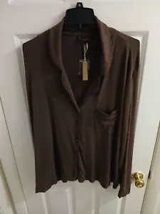 Skims Soft Lounge Sleep Shirt Top Women's 4X Cocoa Long Sleeve AP-SET-0600 G76 - Picture 1 of 3