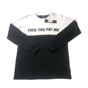 NUEVA Sudadera Pequeña 100% Algodón Eslogan Rudo Blanco y Negro Daño Criminal - Imagen 1 de 9