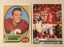 PATRICK MAHOMES II  LEN DAWSON (VINTAGE) **TWO CARD K.C. CHIEFS HOF QB SPECIAL**