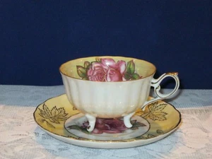 Taza de té y platillo vintage con brillo amarillo Royal Halsey - Imagen 1 de 7