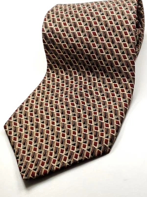 LOUIS FERAUD 复古美国制造 100% 真丝领带男式红色棕色领带新品 — 第 1/4 张图片