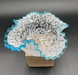 Kunstglas Konfetti Spritzschale geraffter Rand Murano Stil - Bild 1 von 15