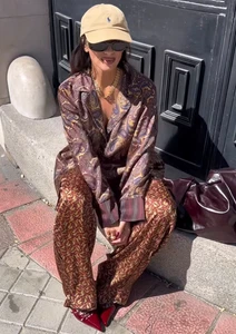ZARA NEU MIT ETIKETT 2025. BUNTE PAISLEY SATIN PYJAMAHOSE HOSE. 9061/091/330 - Bild 1 von 8