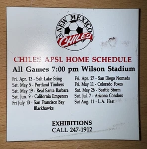 1990 NEW MEXICO CHILES APSL HOME SCHEDULE MAGNET VINTAGE & RARE - Picture 1 of 1