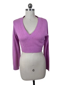 Maglione donna Divided H&M Y2K Crop piccolo rosa scollo a V preppy tennis core grunge - Foto 1 di 8