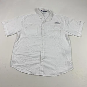Columbia PFG Tamiami Shirt Mens Large White Omni-Shade Fishing Outdoors UV SPF - Picture 1 of 12