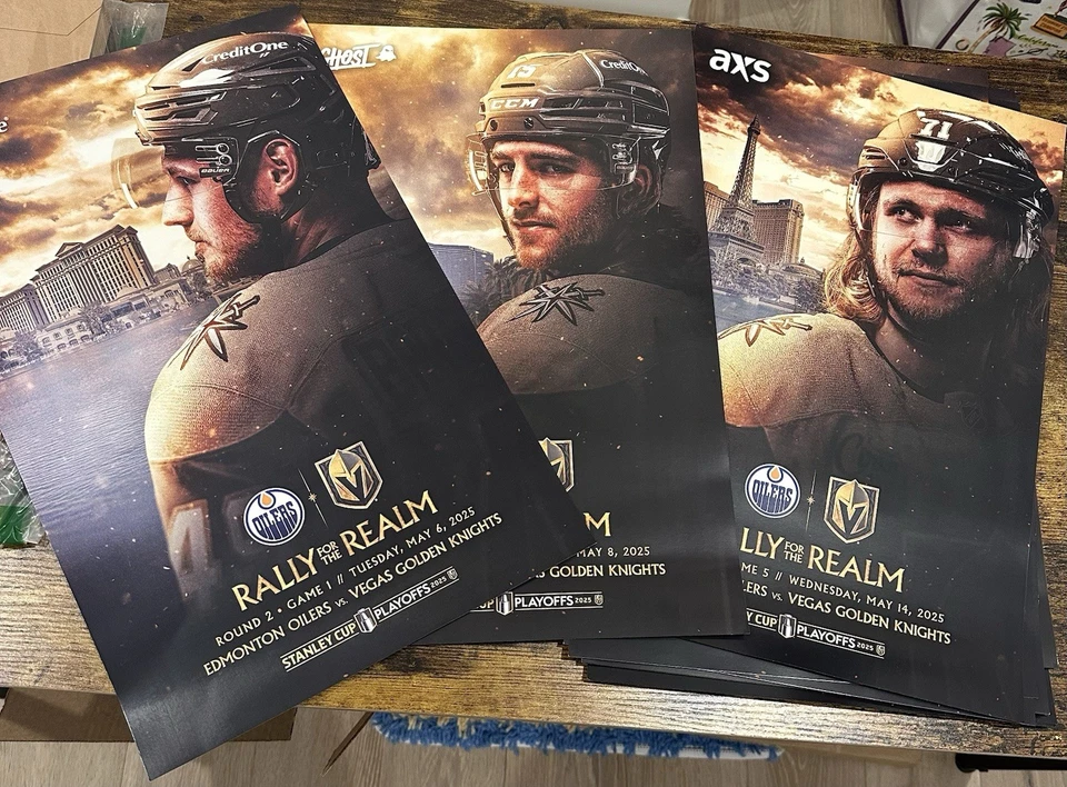 Pósters Vegas Golden Knights vs Edmonton -2025 playoffs ronda 2 juegos 1, 2 y 5 Foto 1 de 4