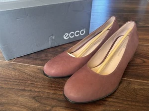 ECCO Shape 35 Mod Block, Closed-Toe Court Shoe Nubuck Chocolate Brown Uk Sz 6.5 - Picture 1 of 12