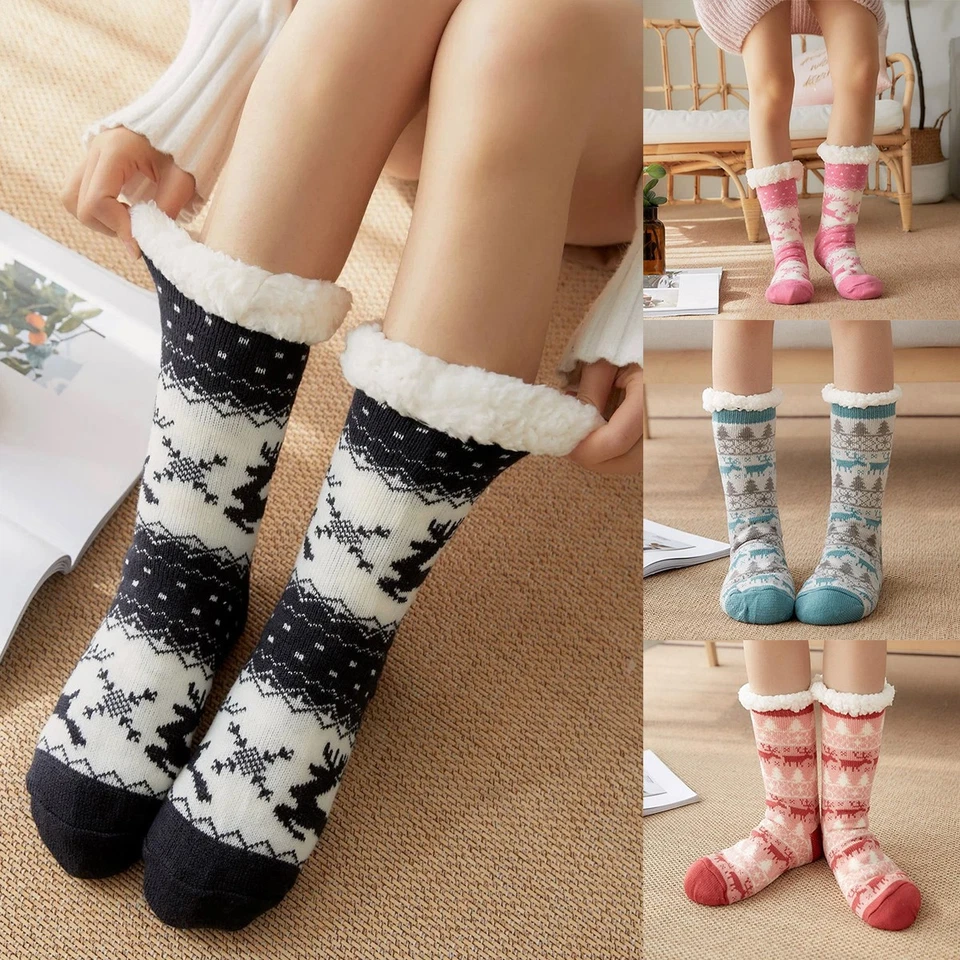 Winter Thermal Thick Sherpa Sock Reindeer Warm Sock Fluffy Secret Chrismas Gift - Image 1 of 4