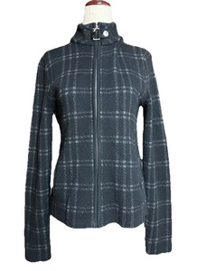 NWOT Lauren Ralph Lauren Wool Blend Plaid Jacket Sz M Zip Front Buckle Mock Neck - Picture 1 of 8
