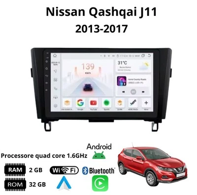 Autoradio stereo Android 9 Pollici per NISSAN QASHQAI J11 Dal 2013 Al 2017 - Immagine 1 di 4