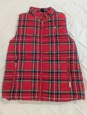 NUEVO SIN ETIQUETAS TOMMY HILFIGER CHALECO A CUADROS ROJO NIÑAS TALLA 6 Foto 1 de 4