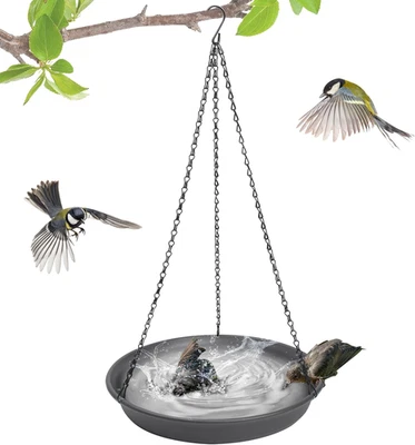 Baños colgantes para pájaros para exteriores, bandeja de 11,8" aro plataforma cuenco de agua alimentadores abedul Foto 1 de 4