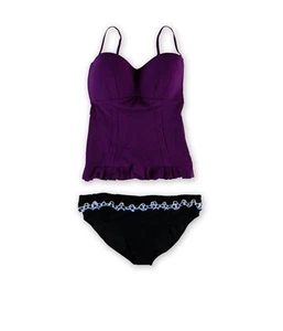 Profile Womens Starlet Ruffle Brief 2 Piece Tankini, Purple, 14 - Picture 1 of 1