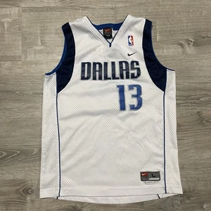 Vtg NBA Dallas Mavericks Steve Nash Sewn White Mesh Nike Jersey Youth Large - Picture 1 of 5