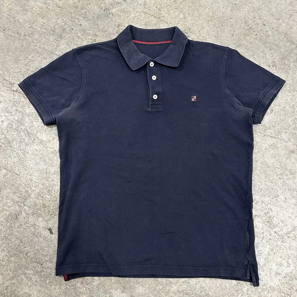 Camiseta Polo Carolina Herrera Adulto Mediana Azul Marino Negra Camiseta de Diseñador Rara Foto 1 de 4