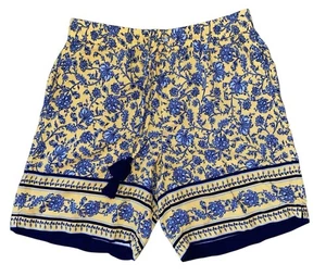J Jill Shorts (XS) Women Yellow Floral Blue Rayon Pull On Pocket Capsule Beachy - Picture 1 of 7