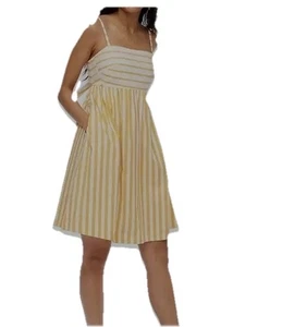 J.Crew Yellow White Stripe Cotton Midi Dress Size 10 NWT Summer Sundress - Picture 1 of 9