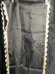 Black Sheer Indian Scarf Dupatta with Gold Embroidered Trim – 28x87 See-Through - Picture 1 of 3