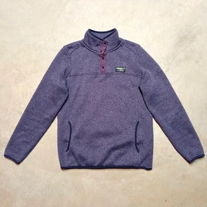 *READ* L.L. Bean Womens 1/4 T-Snap Side Pockets Purple Fleece Sweater SMALL - Picture 1 of 8