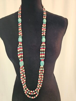 Turquoise, red & white stone necklace set matching bracelet       J1 - Image 1 of 4