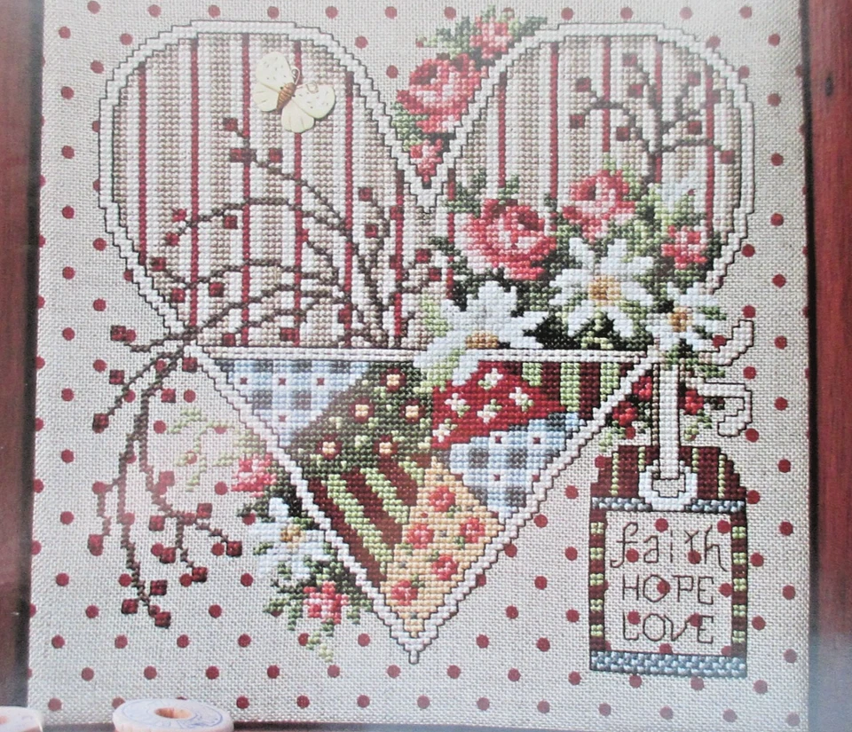 A Faithful Heart - Magazine cross stitch pattern - Hope Love Roses Daisies - Image 1 of 1