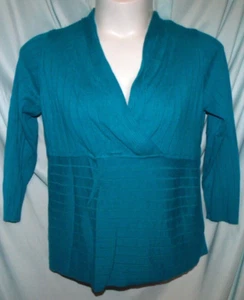 Style&Co. Woman Solid Blue V-Neck LS Pullover Sweater Size 1X - Picture 1 of 5