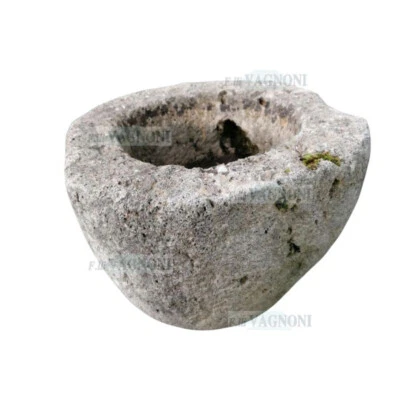 Mortaio in pietra antico vecchio originale cm 31 arredo antiquario antiquariato - Immagine 1 di 4