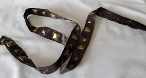 DEEP BROWN VINYL FLAT TAPE TRIM WITH METAL BRADS BY THE YARD - Picture 1 of 3
