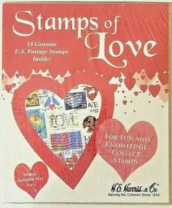 H.E. Paquete de estampillas de EE. UU. colección ESTAMPS OF LOVE (14 quilates) de Harris & Co. - Imagen 1 de 1