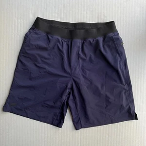Fabletics Fundamental Shorts Mens L Performance Lined Gym Navy Blue 9" Inseam - Picture 1 of 8