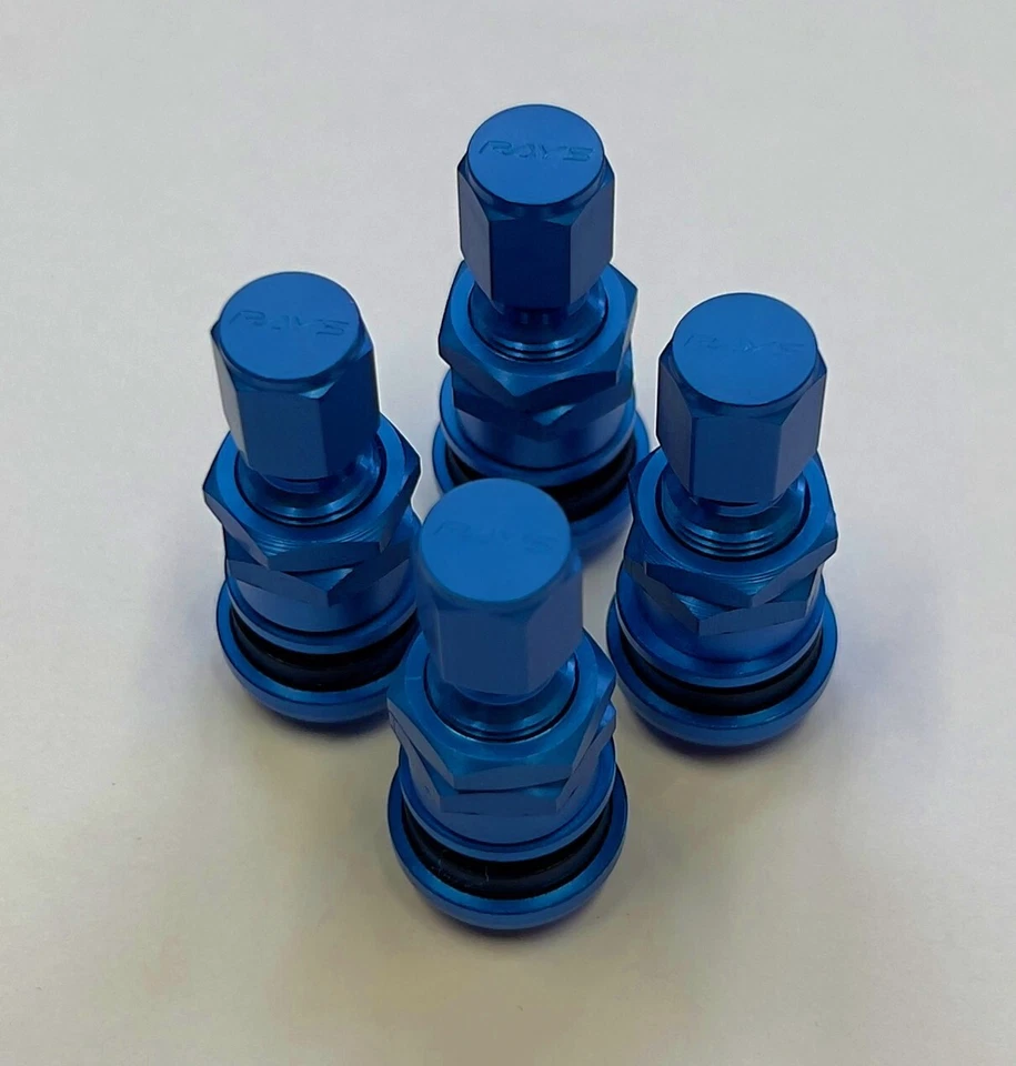 SET OF 4 RAYS ENGINEERING VALVE STEMS BLUE FOR VOLK RACING JDM WHEELS - Image 1 of 1
