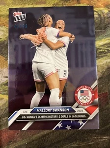 2024 Topps Now Olympics #1 USWNT Mallory Swanson 2 goals in 66 seconds. Foil /49 - Picture 1 of 3