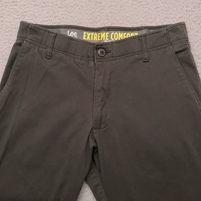 Lee Extreme Comfort Relaxed Fit Pants Men's 30x29* Gray Green Stretch Chino - Image 1 of 4