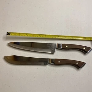 CARVEL HALL Stainless Steel Knife USA Kitchen Chef Butcher Full Tang Set Of 2 - Picture 1 of 10