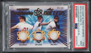 MADDUX/GLAVINE/SMOLTZ PATCHES 2021 LEAF 20/30 PSA 9 NONE GRADED HIGHER 1 OF 1 - Picture 1 of 2