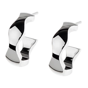 Ernstes Design Evia Boucles D'Oreilles Créoles E576 Inox Blanc Demi Cerceaux