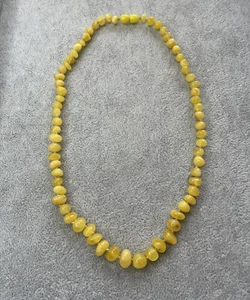 GENUINE Amber Stone BEADS.Yellow Color Amber Beads.SEMI Round Yellow Amber Beads - Picture 1 of 17