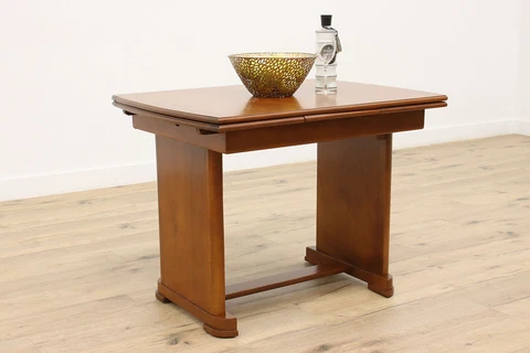 Art Deco Antique French Walnut Dining Table, 2 Leaves #39027 Cover