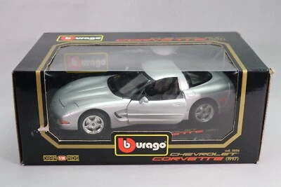 LJ382 BURAGO DIAMOND 3056 1/18 1:18 Chevrolet Corvette 1997 silver - Photo 1/4