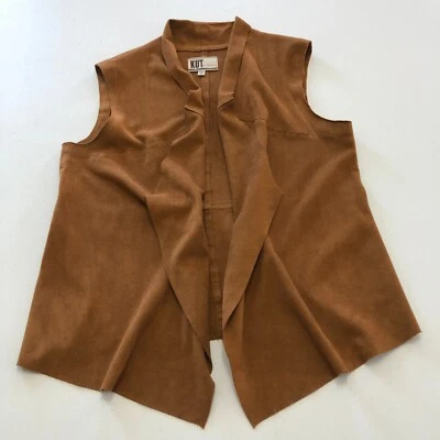 Kut From The Kloth Faux Suede Vest Sz S Waterfall Draped Open Front EUC - Image 1 of 4
