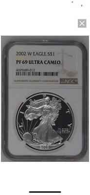 2002-W Silver American Eagle 1oz Coin NGC PF69 Ultra Cameo - Image 1 of 2