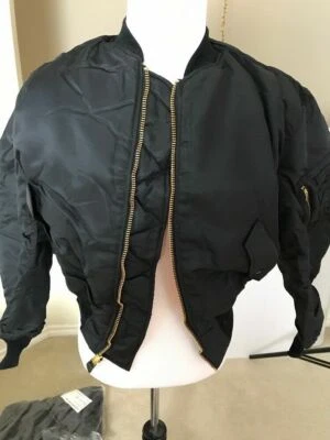USAF MA-1 Noir Vol Veste Par Greenbrier Mnfg Vintage Neuf Fabriqué En USA - Photo 1/4