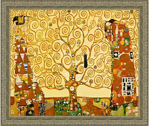 The Tree of Life by Gustav Klimt 85cm x 72cm Framed Ornate Silver - Picture 1 of 1
