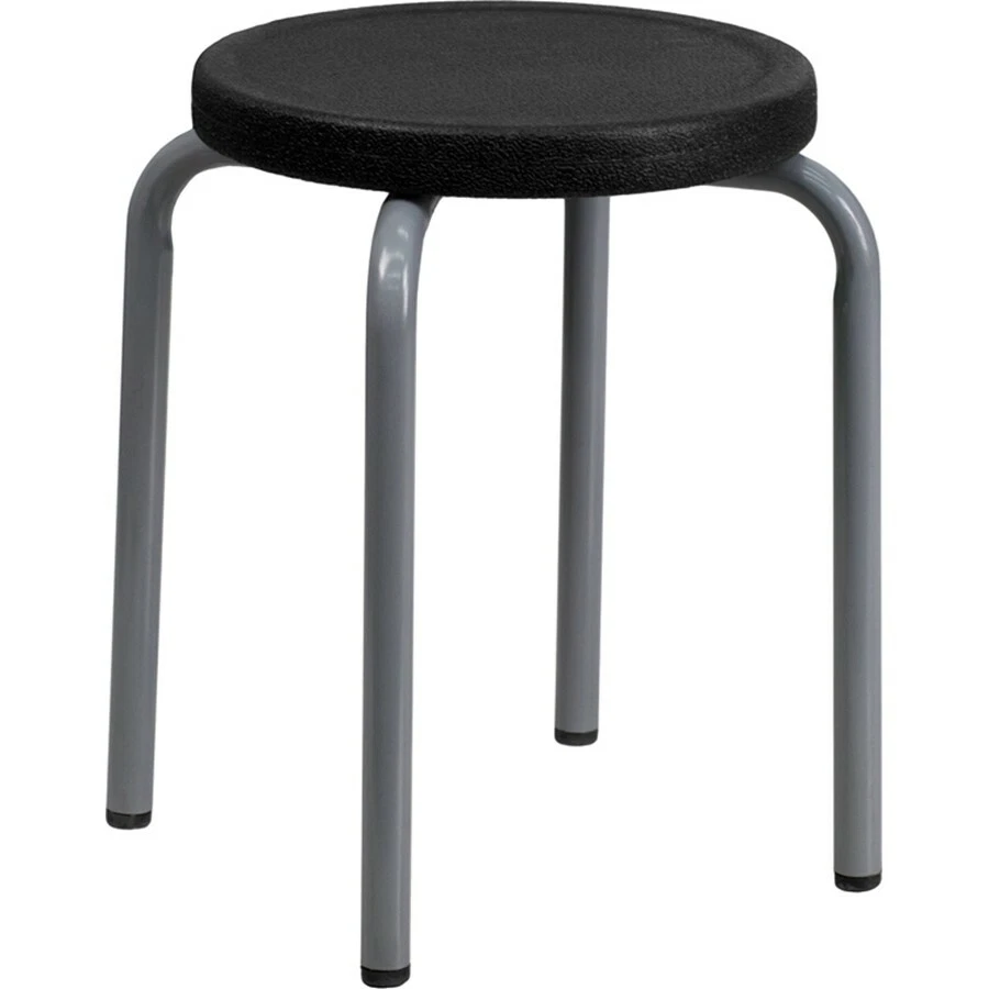Flash Furniture Black Plastic Stool, Black, Gray - YK01B-GG - Image 1 of 1