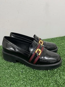 Zapatos Mocasines Geox Respira Cuero Negro Rojo Talla EU37 UK4 - Imagen 1 de 10