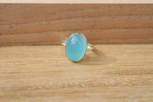 Precioso Azul Calcedonia Piedra 925 Plata de Ley Handmade Anillo Todo Talla - Imagen 1 de 8