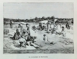 1895 Incisione LAVANDAIE BERTOLLA Torino - Imagen 1 de 1