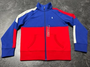 Polo Ralph Lauren Doppelstrick Trainingsjacke Jungen M (10-12) rot blau weiß Pony - Bild 1 von 9